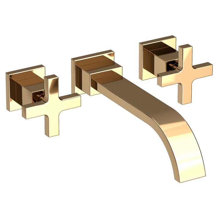 Secant Two Handle Wall-Mount Bathroom Faucet – French Gold