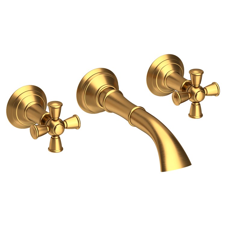 Aylesbury Two Handle Wall-Mount Bathroom Faucet - Satin Gold PVD - Image 1