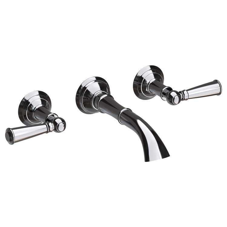 Aylesbury Two Handle Wall-Mount Bathroom Faucet - Midnight Chrome - Image 1