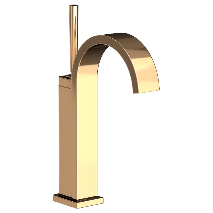 Lavatory Faucet Secant 1 Lever ADA WaterSense French Gold PVD 1.2 Gallons per Minute Gooseneck Lift and Turn 1 Hole - Image 1