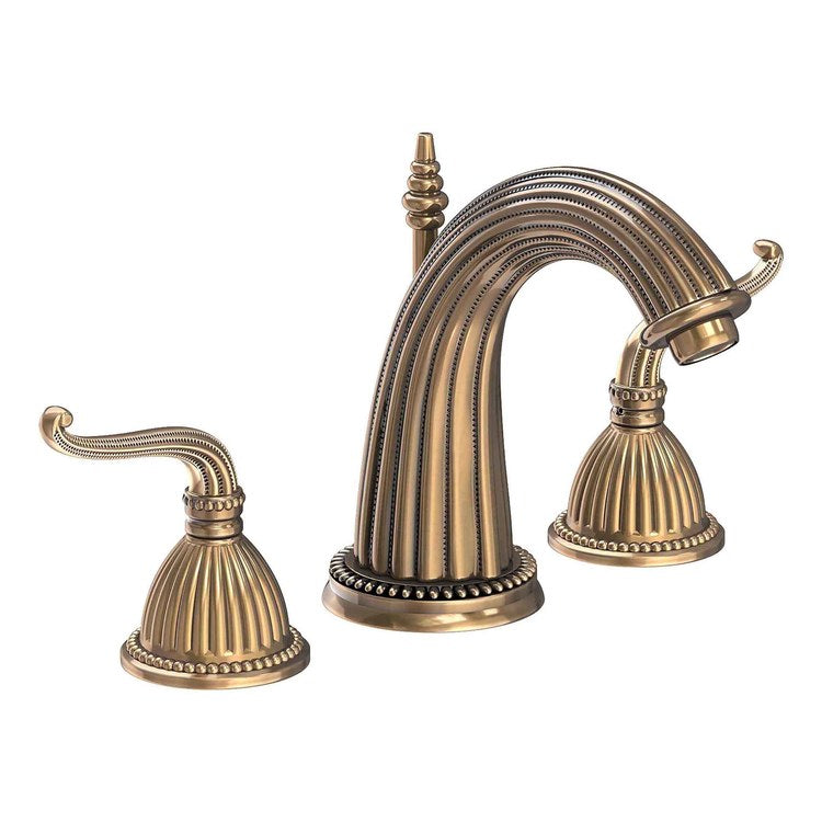 Lavatory Faucet Alexandria Widespread 8 to 20 Inch Spread 2 Lever ADA WaterSense Antique Brass 1.2 Gallons per Minute Fixed Pop-Up 3 Hole