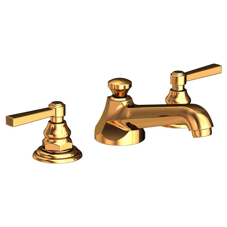 Astor Two Handle Widespread Bathroom Faucet with Lever Handles with Drain - Polished Gold PVD - Image 1