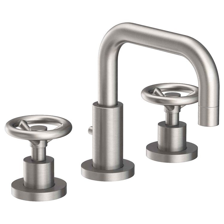 Lavatory Faucet Tyler Widespread 8 to 20 Inch Spread 2 Wheel WaterSense Stainless Steel PVD 1.2 Gallons per Minute Fixed Pop-Up 3 Hole - Image 1