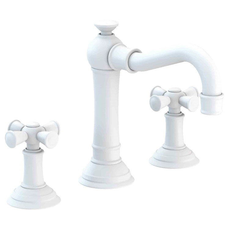 Lavatory Faucet Jacobean Widespread 8 to 20 Inch Spread 2 Cross ADA WaterSense Matte White 1.2 Gallons per Minute Fixed Pop-Up 3 Hole - Image 1