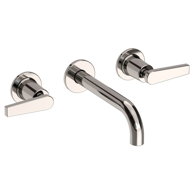 Lavatory Faucet Dorrance Wall Mount 8 Inch Spread 2 Lever ADA Watersense Polished Nickel 1.2 Gallons Per Minute Brass Less Drain Spout Reach 7-1/9 Inch - Image 1