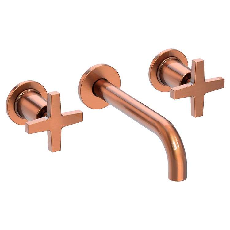 Lavatory Faucet Dorrance Wall Mount 8 Inch Spread 2 Cross ADA Watersense Antique Copper 1.2 Gallons Per Minute Brass Less Drain Spout Reach 7-1/9 Inch - Image 1