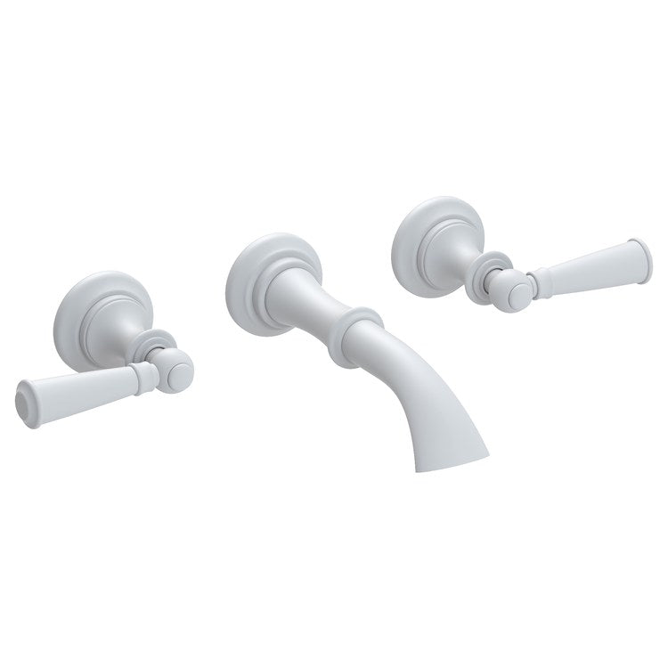Sutton Two Handle Wall-Mount Bathroom Faucet with Lever Handles - Matte White - Image 1