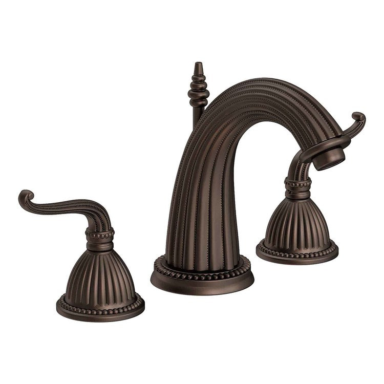 Lavatory Faucet Alexandria Widespread 8 to 20 Inch Spread 2 Lever ADA WaterSense English Bronze 1.2 Gallons per Minute Fixed Pop-Up 3 Hole