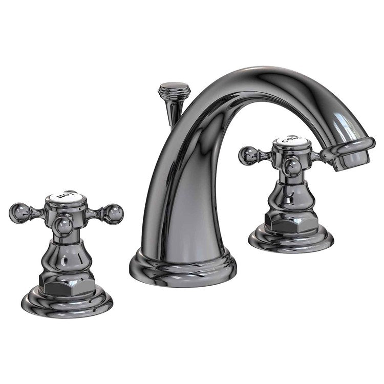 Alveston Two Handle Widespread Faucet with Cross Handles with Drain - Midnight Chrome - Image 1
