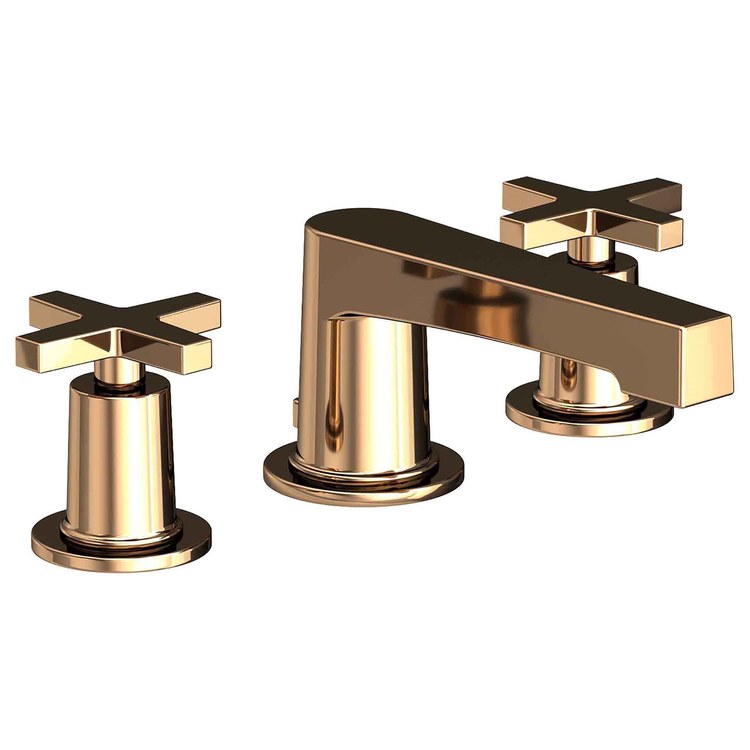 Lavatory Faucet Dorrance Widespread 8 to 20 Inch Spread 2 Cross ADA WaterSense French Gold PVD 1.2 Gallons per Minute Fixed Pop-Up 3 Hole