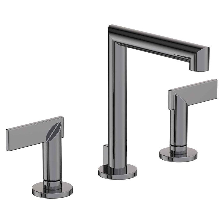 Lavatory Faucet Keaton Widespread 8 to 20 Inch Spread 2 Lever ADA WaterSense Midnight Chrome 1.2 Gallons per Minute Fixed Pop-Up 3 Hole - Image 1