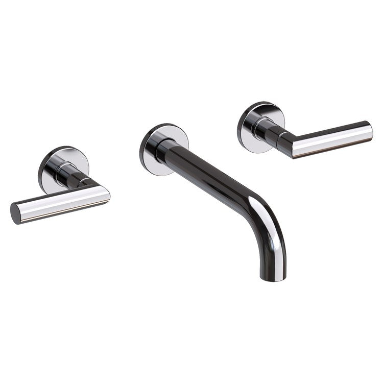 Pavani Two Handle Wall-Mount Bathroom Faucet - Midnight Chrome - Image 1
