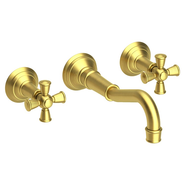 Lavatory Trim Jacobean Wall Mount 2 Cross Satin Brass PVD WaterSense ADA 1.2 Gallons per Minute - Image 1