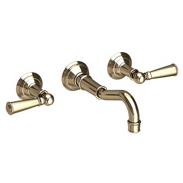 Lavatory Trim Jacobean Wall Mount 2 Lever French Gold PVD WaterSense ADA 1.2 Gallons per Minute - Image 1