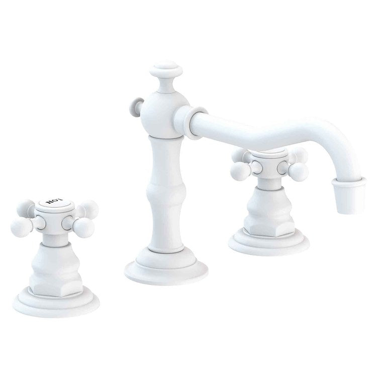 Lavatory Faucet Chesterfield Widespread 8 to 20 Inch Spread 2 Cross ADA WaterSense Matte White 1.2 Gallons per Minute Fixed Pop-Up 3 Hole - Image 1