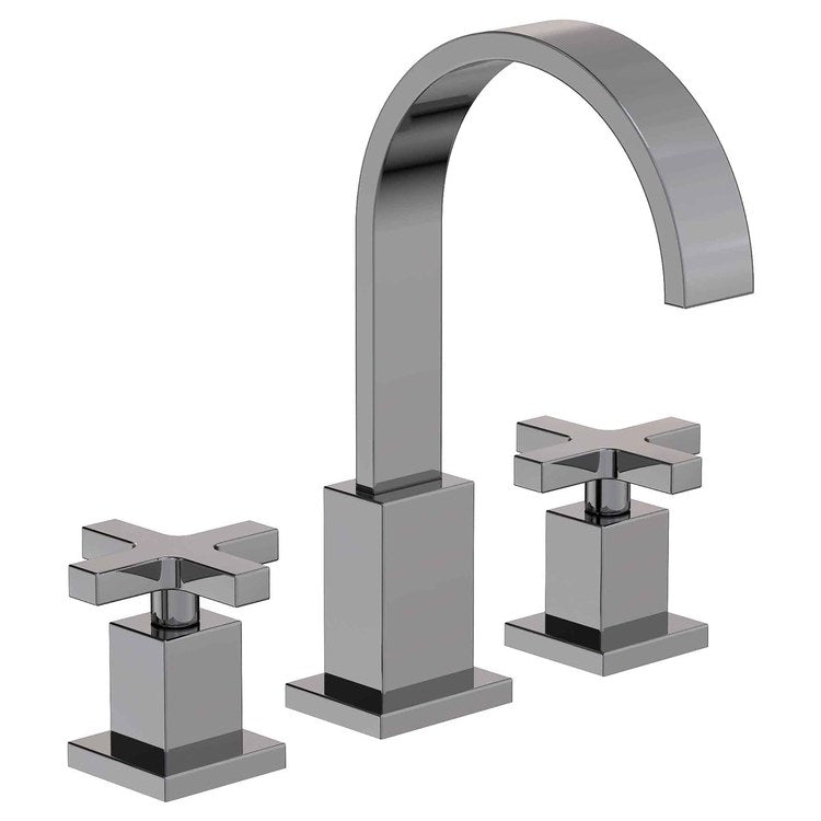 Lavatory Faucet Secant Widespread 8 to 20 Inch Spread 2 Cross ADA WaterSense Midnight Chrome 1.2 Gallons per Minute Gooseneck Pop-Up 3 Hole - Image 1