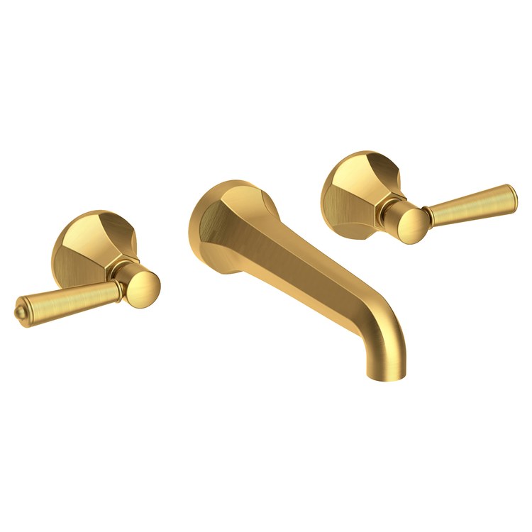 Lavatory Faucet Metropole Wall Mount 8 Inch Spread 2 Lever ADA WaterSense Satin Bronze PVD 1.2 Gallons Per Minute Brass Less Drain Spout Reach 7-1/2 Inch - Image 1
