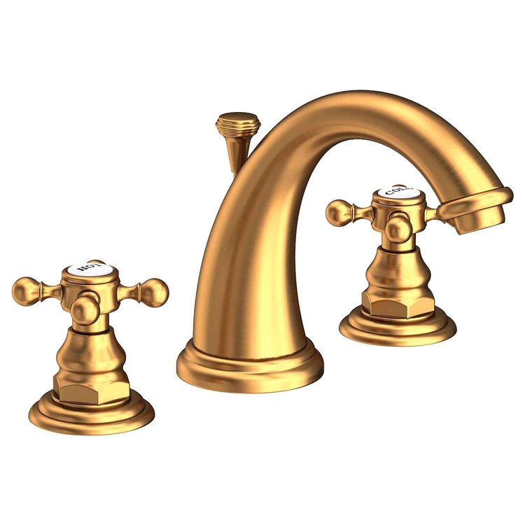 Alveston Two Handle Widespread Faucet with Cross Handles with Drain - Satin Gold PVD - Image 1