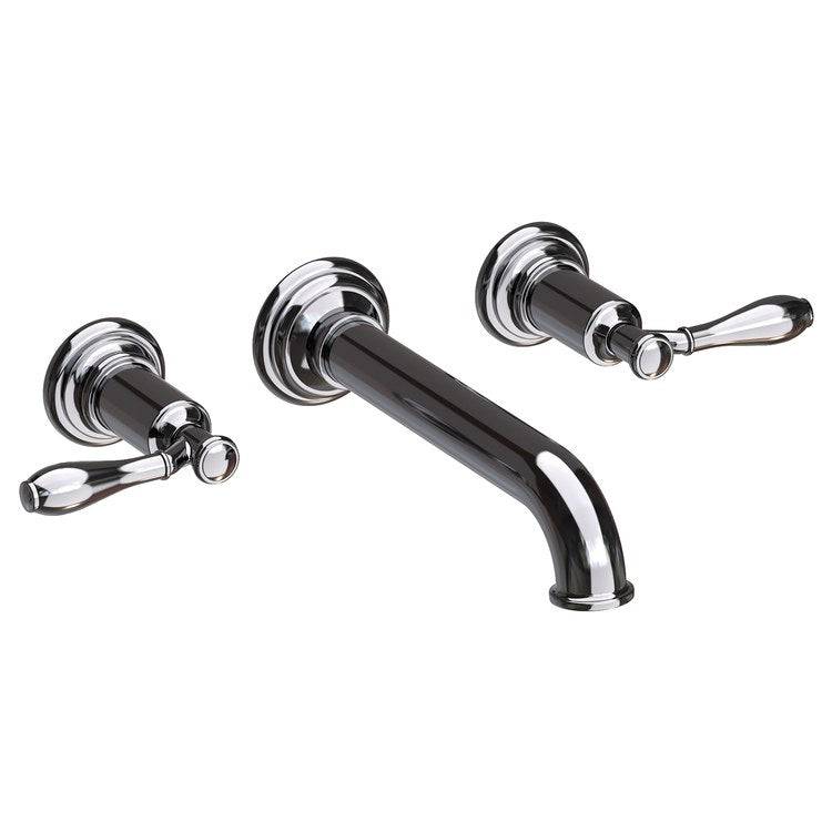 Ithaca Two Handle Wall-Mount Bathroom Faucet - Midnight Chrome - Image 1