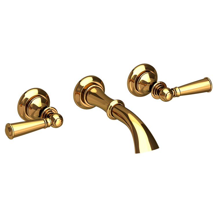 Sutton Two Handle Wall-Mount Bathroom Faucet with Lever Handles - Polished Gold PVD - Image 1