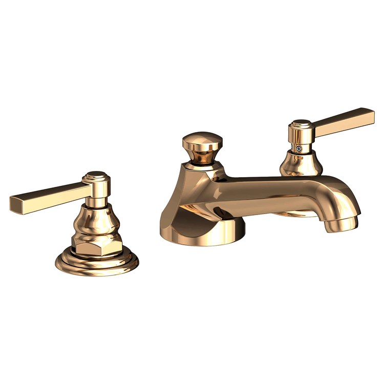 Astor Two Handle Widespread Bathroom Faucet with Lever Handles with Drain - French Gold PVD - Image 1