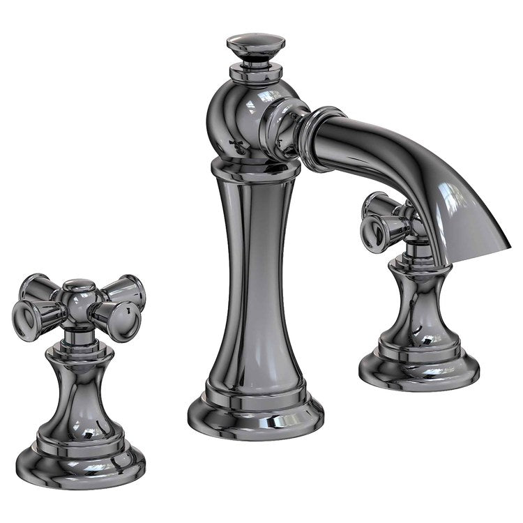 Lavatory Faucet Sutton Widespread 8 to 20 Inch Spread 2 Cross ADA WaterSense Midnight Chrome 1.2 Gallons per Minute Fixed Pop-Up 3 Hole