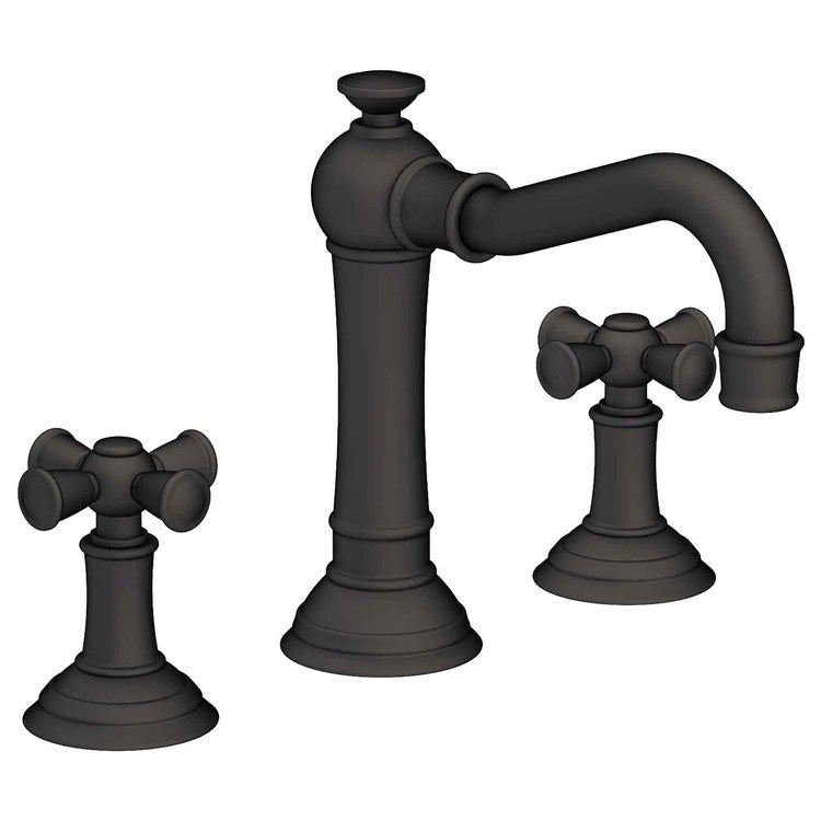 Lavatory Faucet Jacobean Widespread 8 to 20 Inch Spread 2 Cross ADA WaterSense Flat Black 1.2 Gallons per Minute Fixed Pop-Up 3 Hole - Image 1