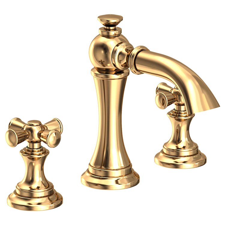 Lavatory Faucet Sutton Widespread 8 to 20 Inch Spread 2 Cross ADA WaterSense Polished Brass Uncoated Living 1.2 Gallons per Minute Fixed Pop-Up 3 Hole - Image 1