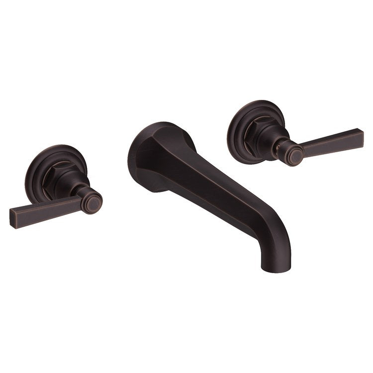 Lavatory Faucet Astor Wall Mount 8 Inch Spread 2 Lever ADA Watersense Venetian Bronze 1.2 Gallons Per Minute Brass Less Drain Spout Reach 7-1/2 Inch - Image 1
