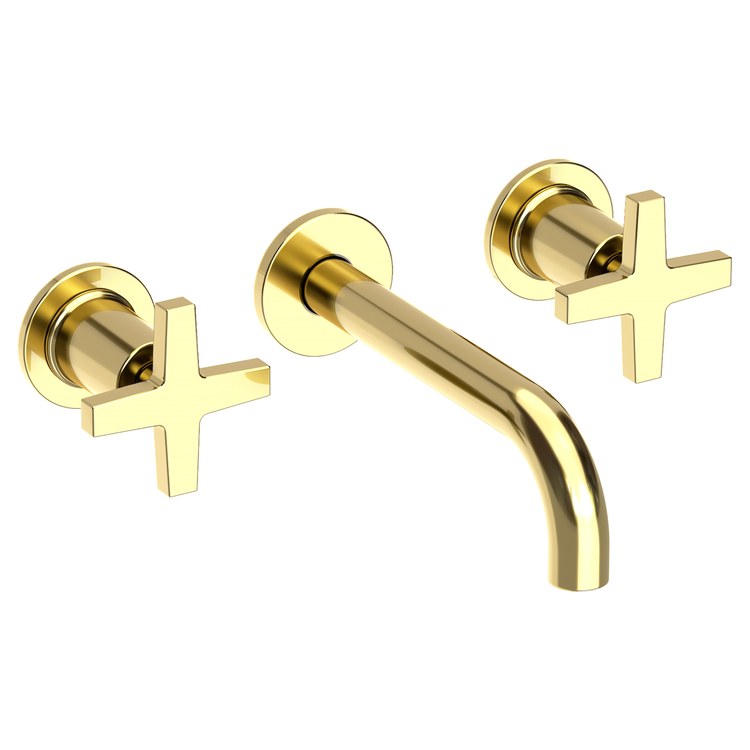 Lavatory Faucet Dorrance Wall Mount 8 Inch Spread 2 Cross ADA Watersense Forever Brass PVD 1.2 Gallons Per Minute Brass Less Drain Spout Reach 7-1/9 Inch - Image 1
