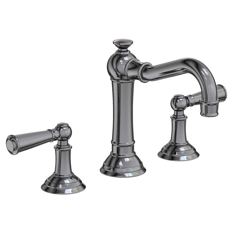 Lavatory Faucet Jacobean Widespread 8 to 20 Inch Spread 2 Lever ADA WaterSense Midnight Chrome 1.2 Gallons per Minute Fixed Pop-Up 3 Hole - Image 1
