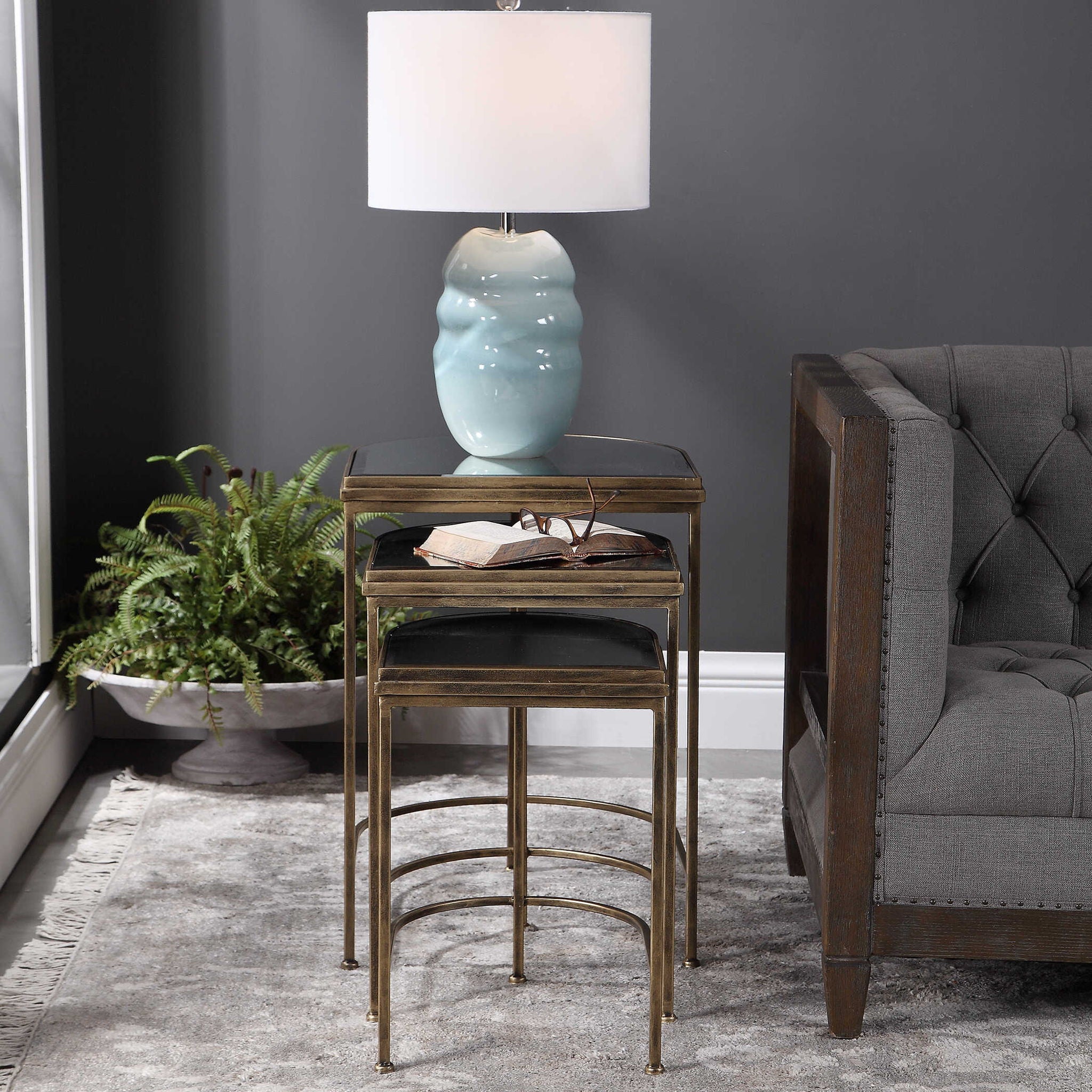 India - Nesting Tables (Set of 3) - Light Brown & Black - Image 2