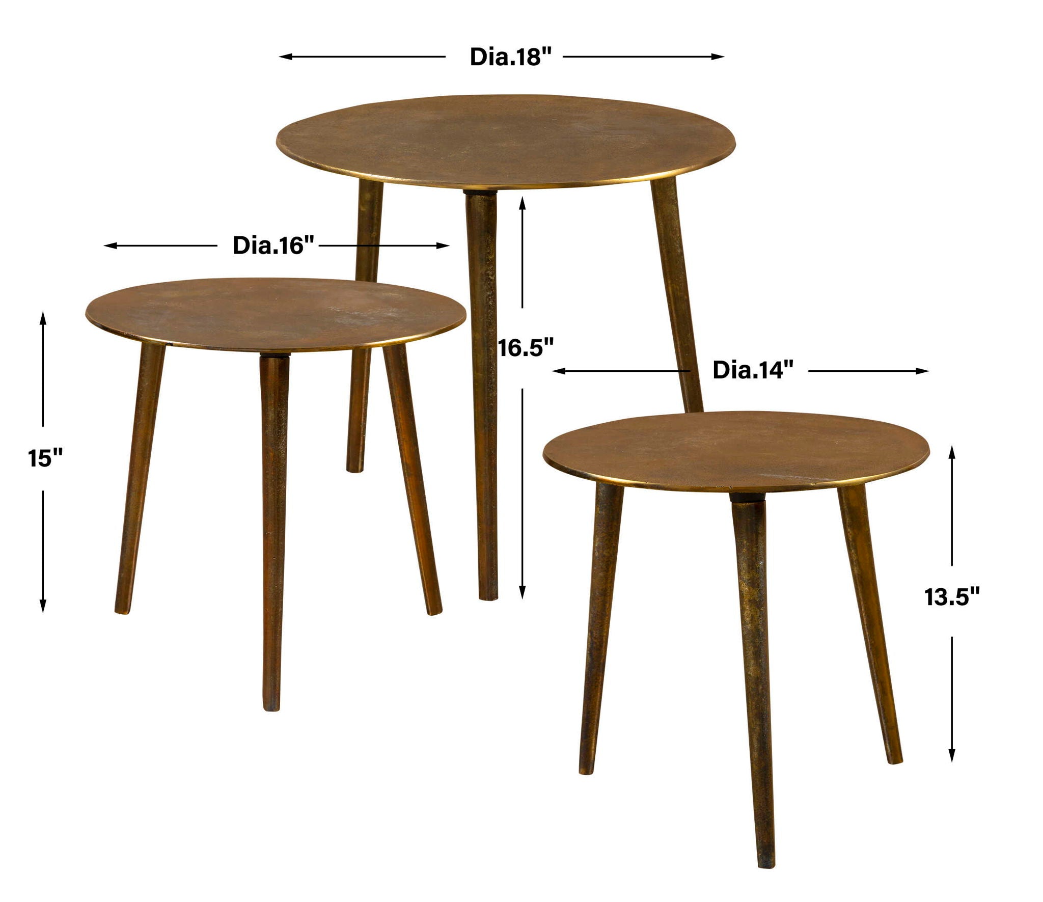 Kasai - Coffee Tables (Set of 3) - Gold - Image 2