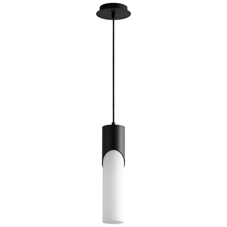 Ellipse Single-Light Tall 3.5" Mini Pendant with Glass Shade - Black - Image 1