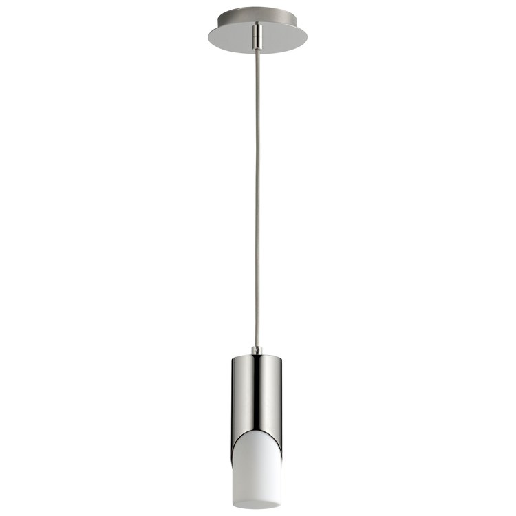 Ellipse Single-Light Short 2.75" Mini Pendant with Acrylic Shade - Polished Nickel - Image 1