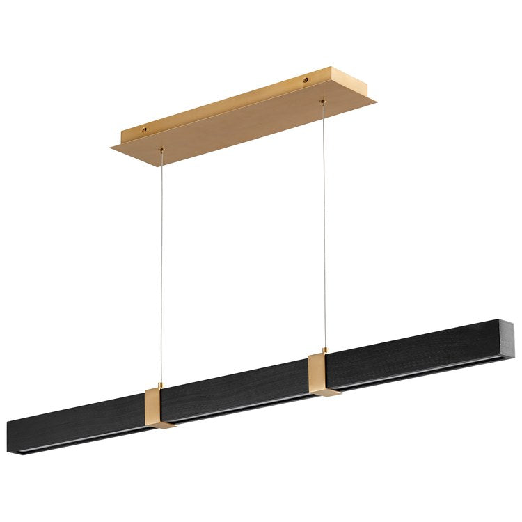 Decca Single-Light 48" Linear Pendant - Aged Brass/Black Oak - Image 1