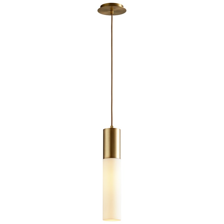 Magnum Single-Light Pendant with Acrylic Shade - Aged Brass - Image 2