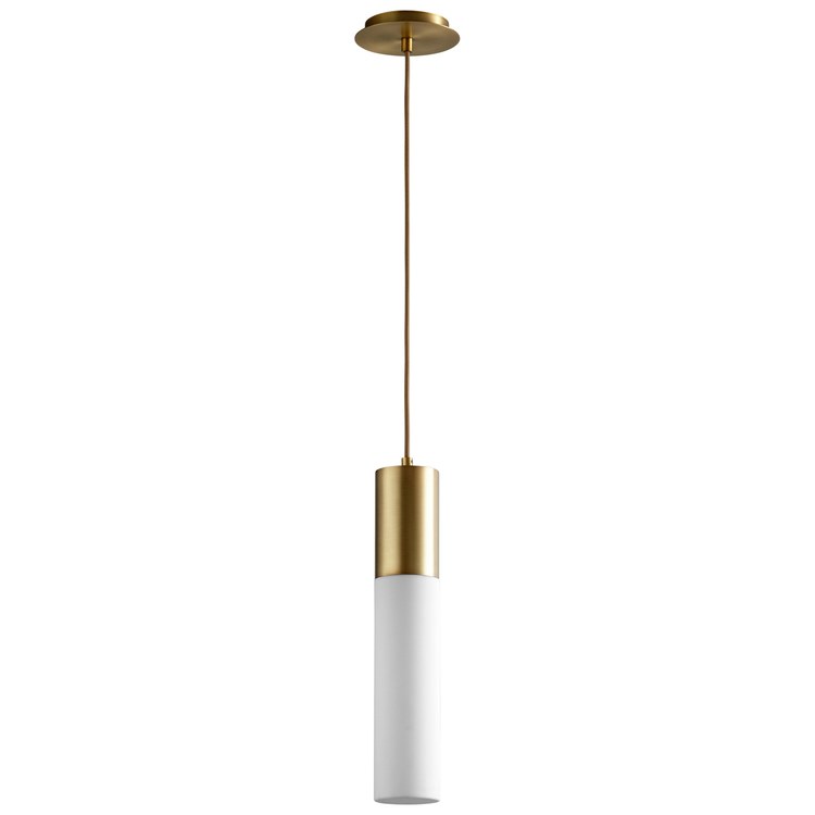 Magnum Single-Light Pendant with Acrylic Shade - Aged Brass - Image 1