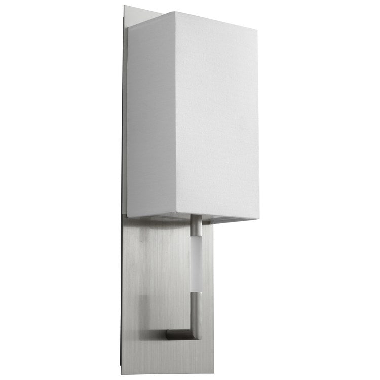 Epoch Single-Light Wall Sconce with Fabric Shade - Satin Nickel - Image 1