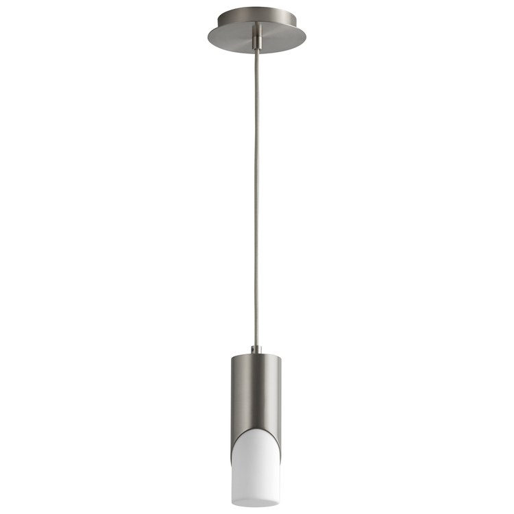 Ellipse Single-Light Short 2.75" Mini Pendant with Acrylic Shade - Satin Nickel - Image 1