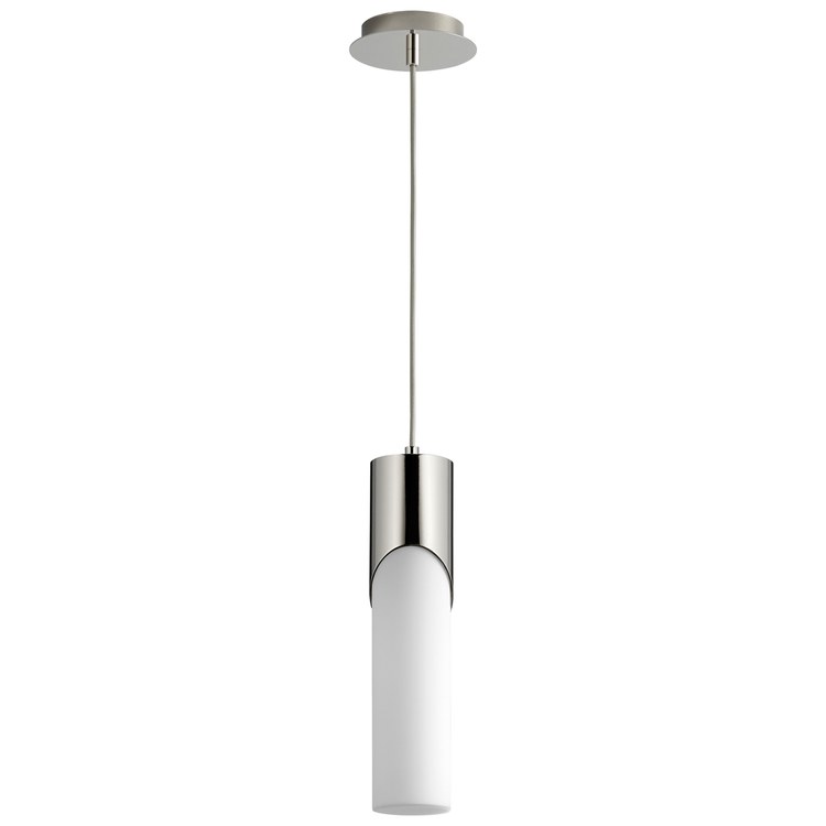 Ellipse Single-Light Tall 3.5" Mini Pendant with Glass Shade - Polished Nickel - Image 1