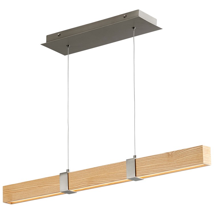 Decca Single-Light 36" Linear Pendant - Satin Nickel/White Oak - Image 2
