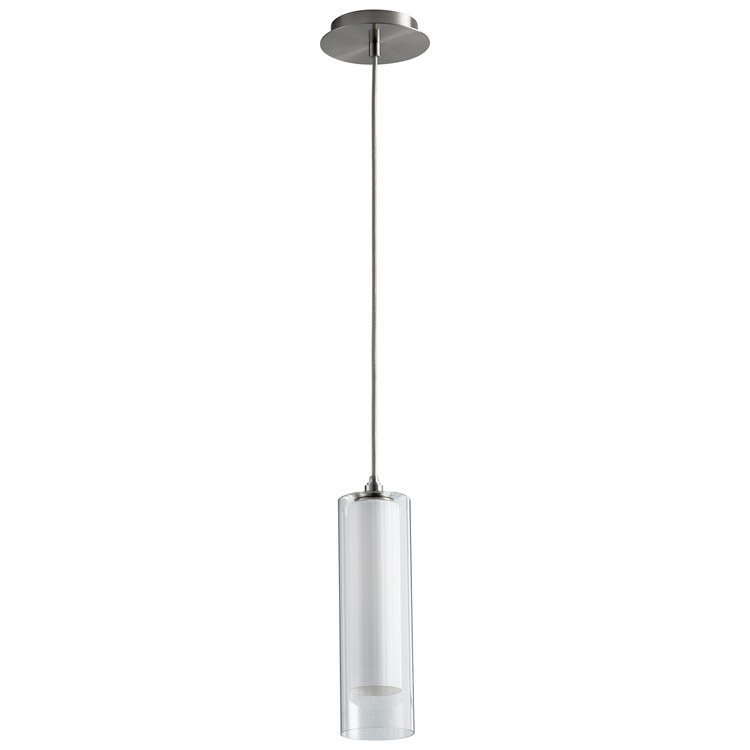 Gratis Single-Light Mini Pendant with Satin Opal Shade - Satin Nickel - Image 1