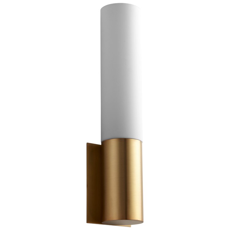 Magnum Single-Light LED Wall Sconce with Acrylic Shade - Aged Brass - Image 1