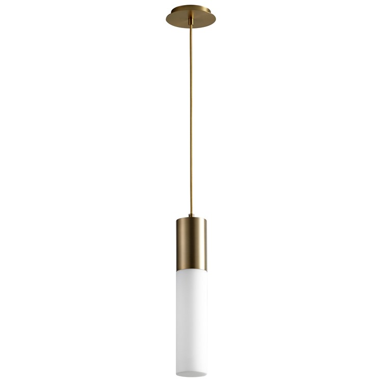 Magnum Single-Light Pendant with Glass Shade - Aged Brass - Image 1