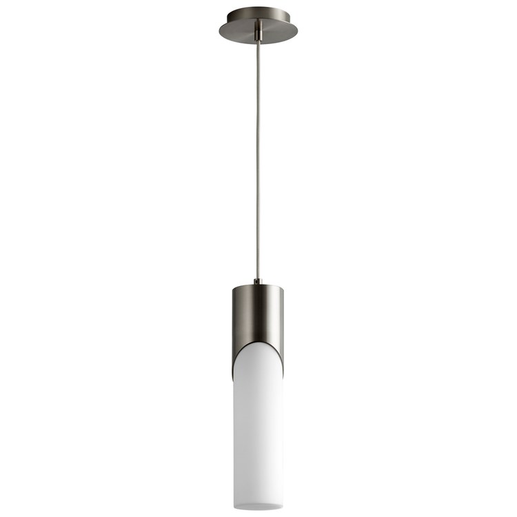 Ellipse Single-Light Tall 3.5" Mini Pendant with Glass Shade - Satin Nickel - Image 1