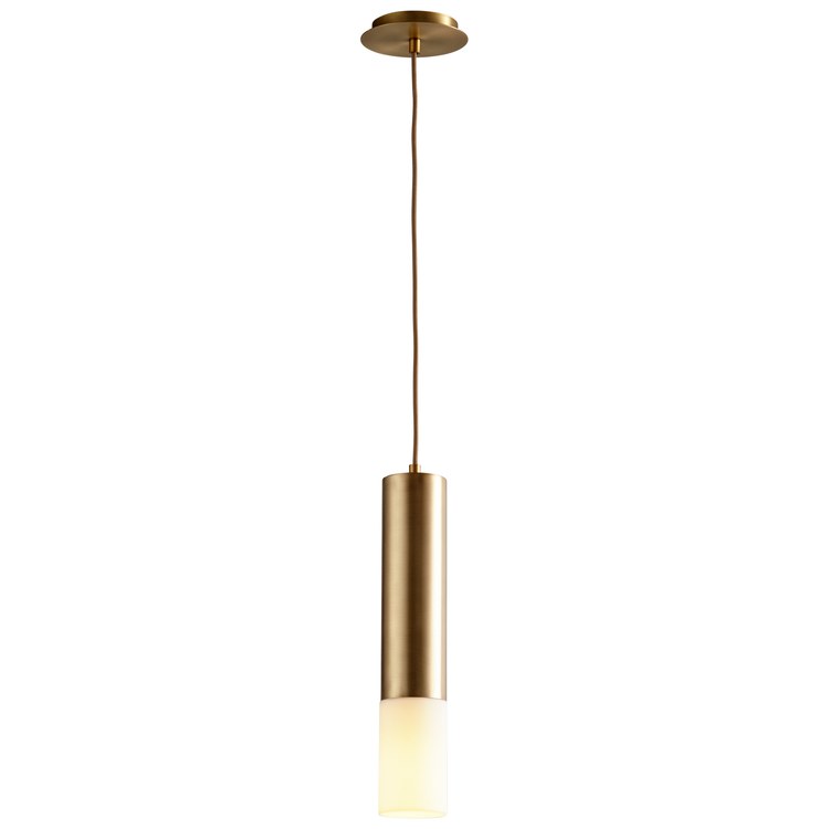 Opus Single-Light LED Mini Pendant with Acrylic Shade - Aged Brass - Image 2