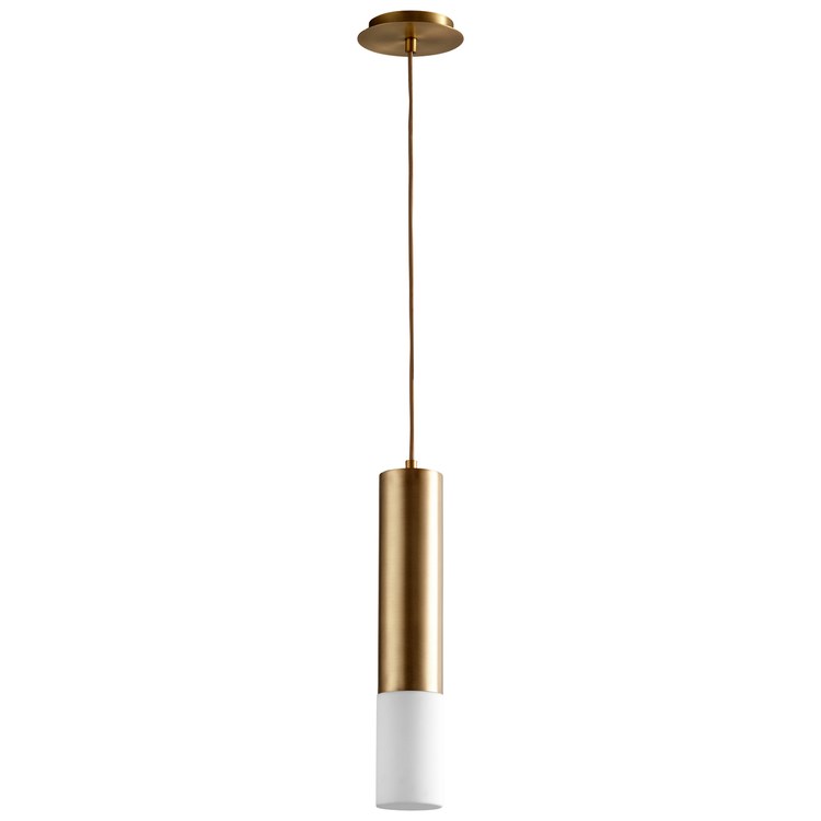 Opus Single-Light LED Mini Pendant with Acrylic Shade - Aged Brass - Image 1