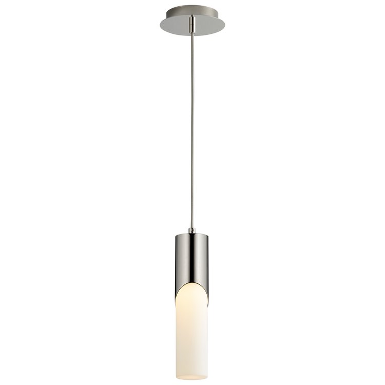 Ellipse Single-Light Tall 2.75" Mini Pendant with Glass Shade - Polished Nickel - Image 2