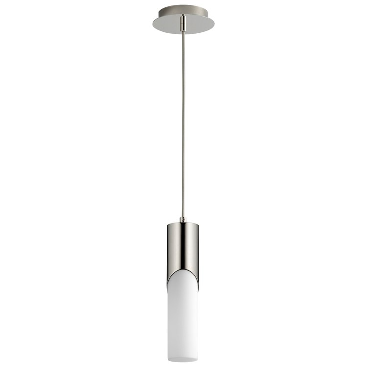 Ellipse Single-Light Tall 2.75″ Mini Pendant with Glass Shade – Polished Nickel